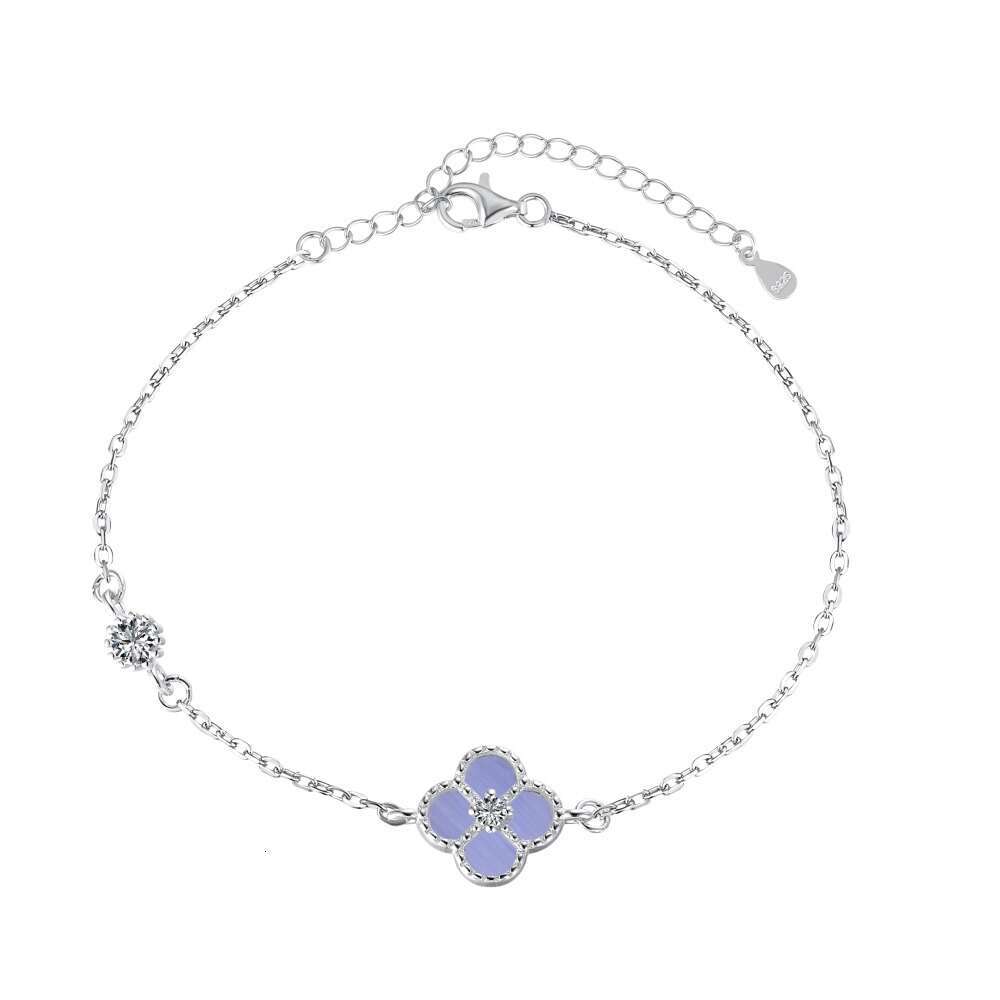 Women Jewelry Bracelets Charm Bracelets INS Style Mother-of-Pearl Red Agate Four-Leaf Clover S925 Sterling Silver Bracelet