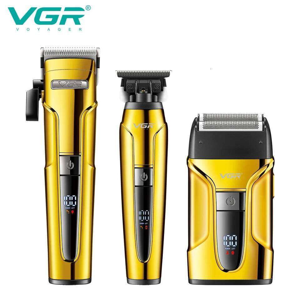 VGR 3-in-1 Hair Trimming Set Professional High end Electric Push Clipper Oil Head Carving Pusher LED Reciprocating Shaver V-694 C260312