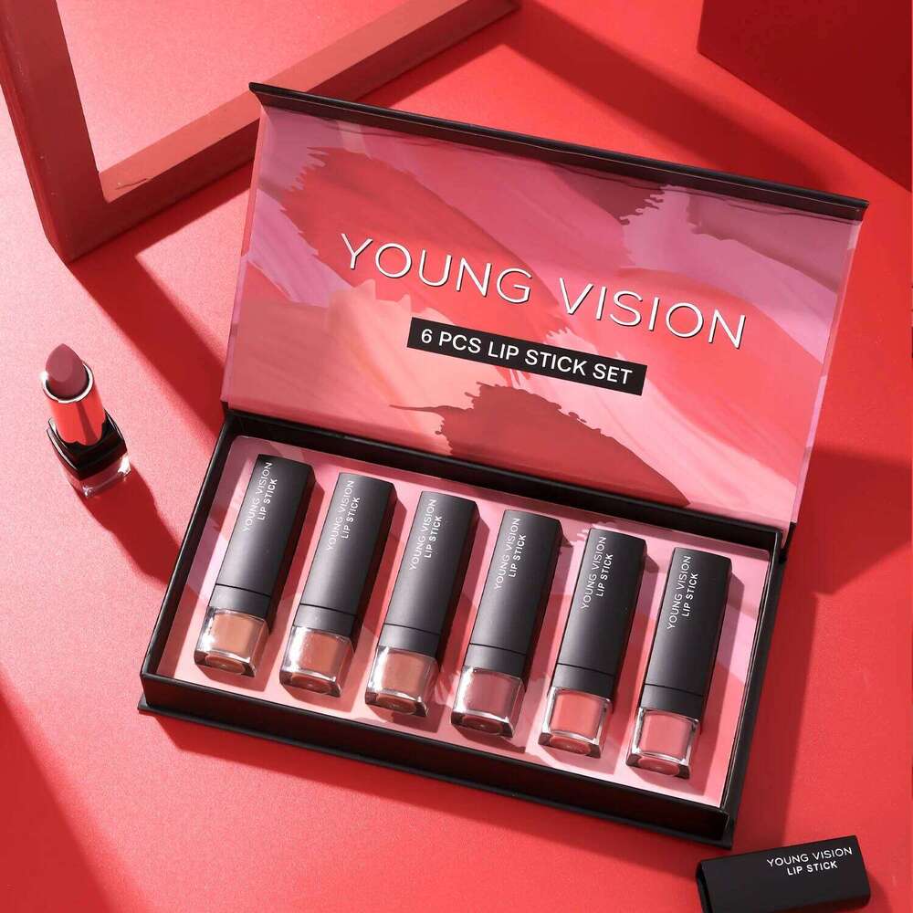 6 pcs /set matte gift box set non stick cup velvet moisturizing lipstick W260311
