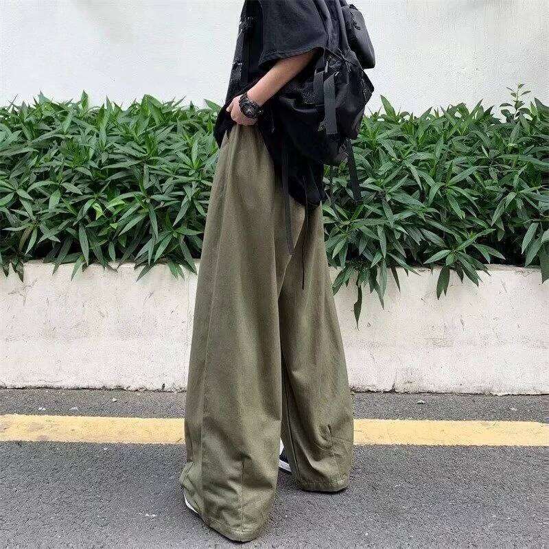 100% Cotton Baggy Pants Men Wide Leg Oversize Japenese Y2k Ankle-length Long Harem Trousers Casual Sport Old Money Vintage