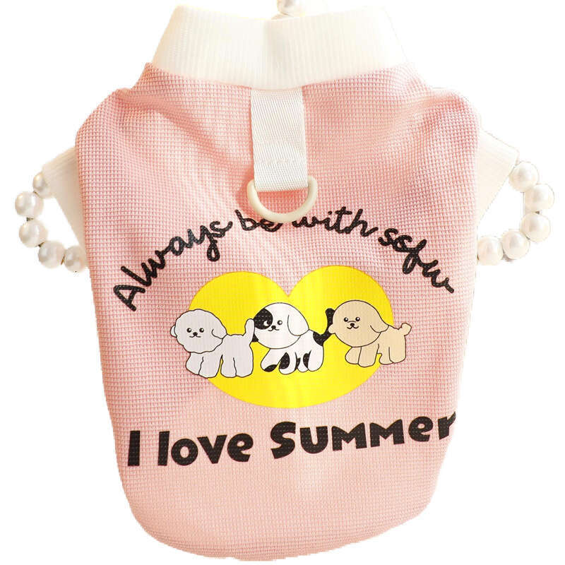 Clothes Spring Summer Thin Cat Leash Puppy Printed T-Shirt Vest Small Dog Teddy Pet 6738