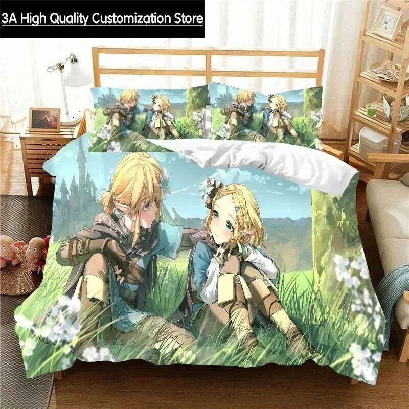 Z-Zelda Pattern Quilt Pillowcase Two or Three Piece Multi Size Comforter Set Duvet Cover Bedding Sets
