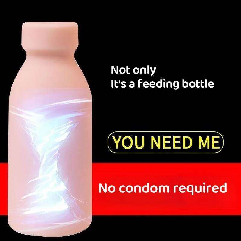 Milk Bottle Shape Male Masturbation Cup Silicone Masturbator Soft Emulational Vaginal Bulge Adult Sex Toys for Men Penis Trainer Z260312