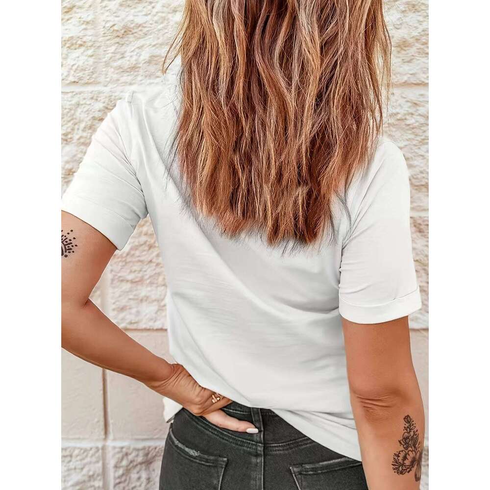 Women's Round Neck Short Sleeve Design Featuring Heart-Shaped Lollipops Perfect for Casual Comfort in Summer Heart Pattern Tops Z260312