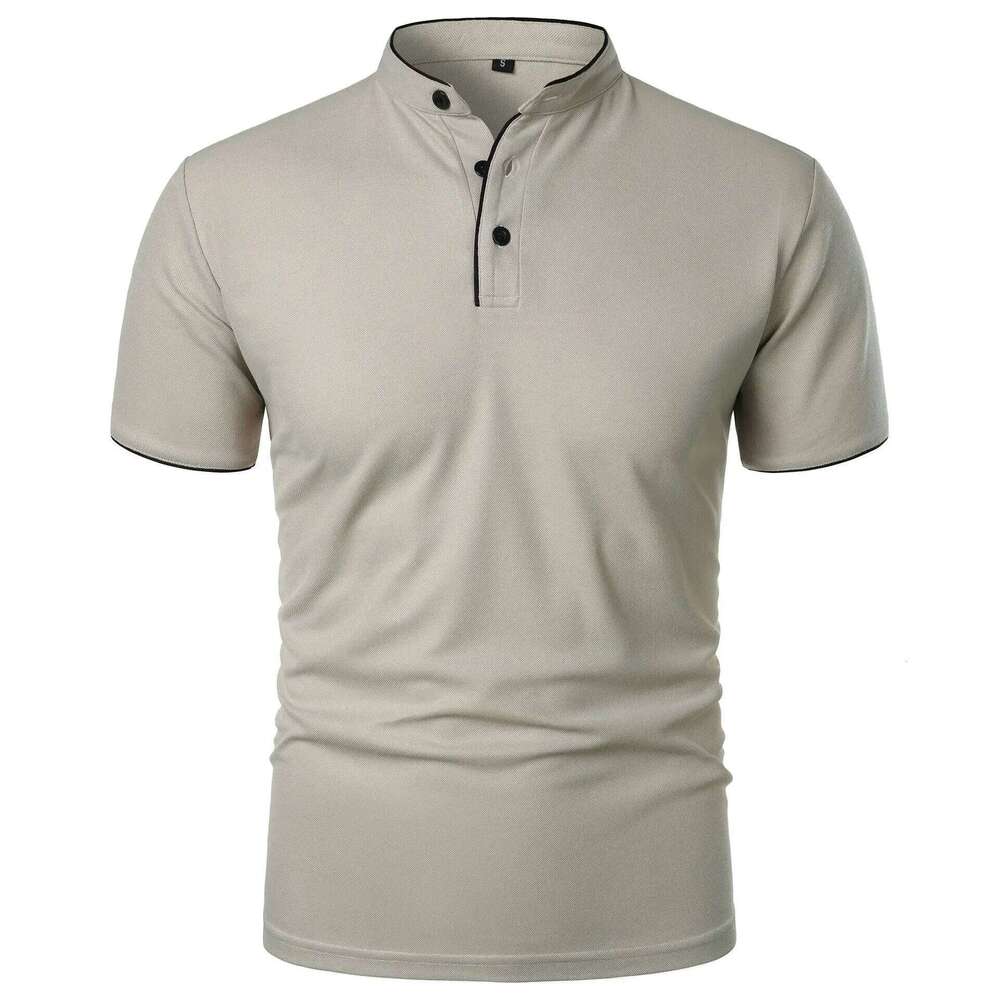 Summer Men's Short Sleeve Collar Tshirts New Solid Color Casual Polo Shirt Trendy Breathable Loose Basic Splice Top 26H0312