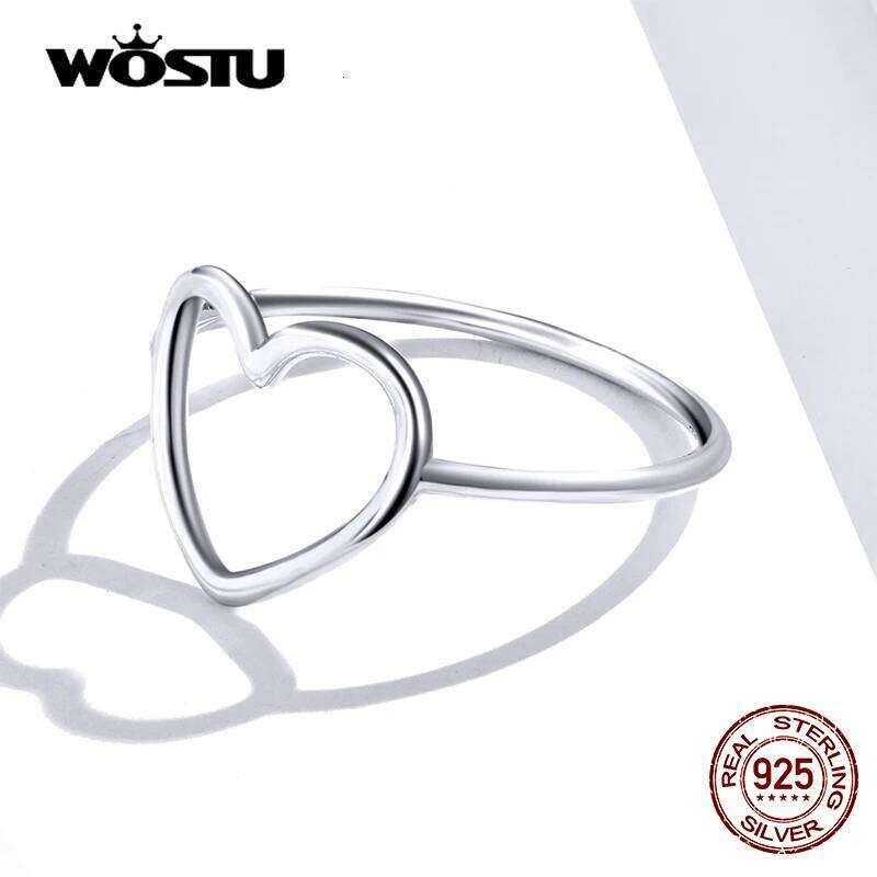 WOSTU 925 Sterling Silver Heart Ring For Women Wedding Engagement Simple Rings Finger Party Fashion Jewelry Gifts CQR641 H260312