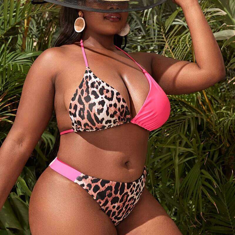 Sexy Bikinis Set Women Swimsuit String Bikini Triangle Halter Large Size Thong Swimwear 2 Piece Big Breast Bathing Suit 4XL Y260303