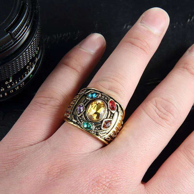 Cool New Fashion Men's Power Infinity Wars Thanos Cosplay Anime Alloy Jewelery Punk Gothic Hip Hop Ring Male H260312
