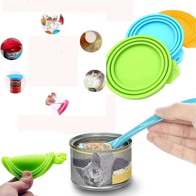 Reusable Silicone Can Fresh-keeping with Spoon Sealing Cat and Dog Food Storage Tank Cover Pet Supplies 26Y0312