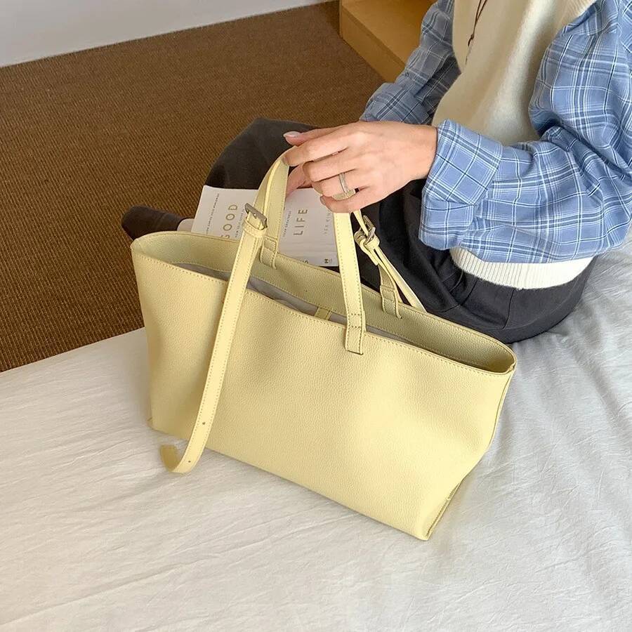 Casual Soft Tote Bag PU Leather Shoulder Bags for Women 2026 NEW High Quality Handbags and Large Shopper Purses