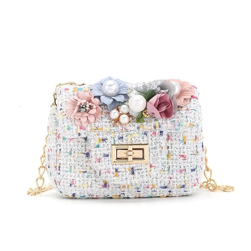 Bear Leader Fashion Childrens Bag Cute Baby Girls 3D Flowers Handbag Waist Bags Small Square Hasp Chain 260311
