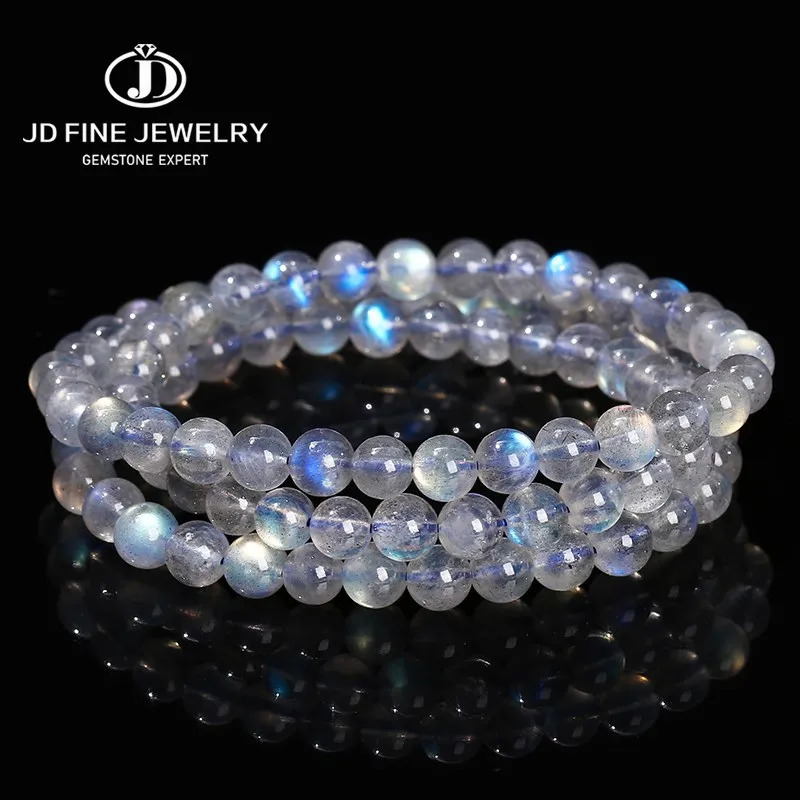 JD 7A Top Natural Blue Light Gray Moonstone Small Bead 3 Layer Strand Bracelets Women Men Charm Labradorite Handmade Bangles 260302
