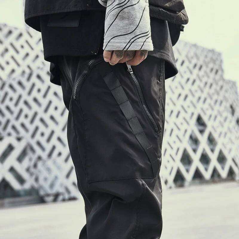 Tactical Joggers with Multi-Pockets Men's Cargo Pants Streetwear 2026 New Black Loose Harem Trousers Techwear Elastic Waist