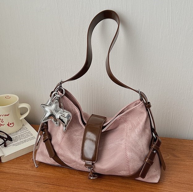 Spring new backpack, unique design PU patch fashionable handbag large capacity shoulder bag armpit bag designer bag crossbody bag