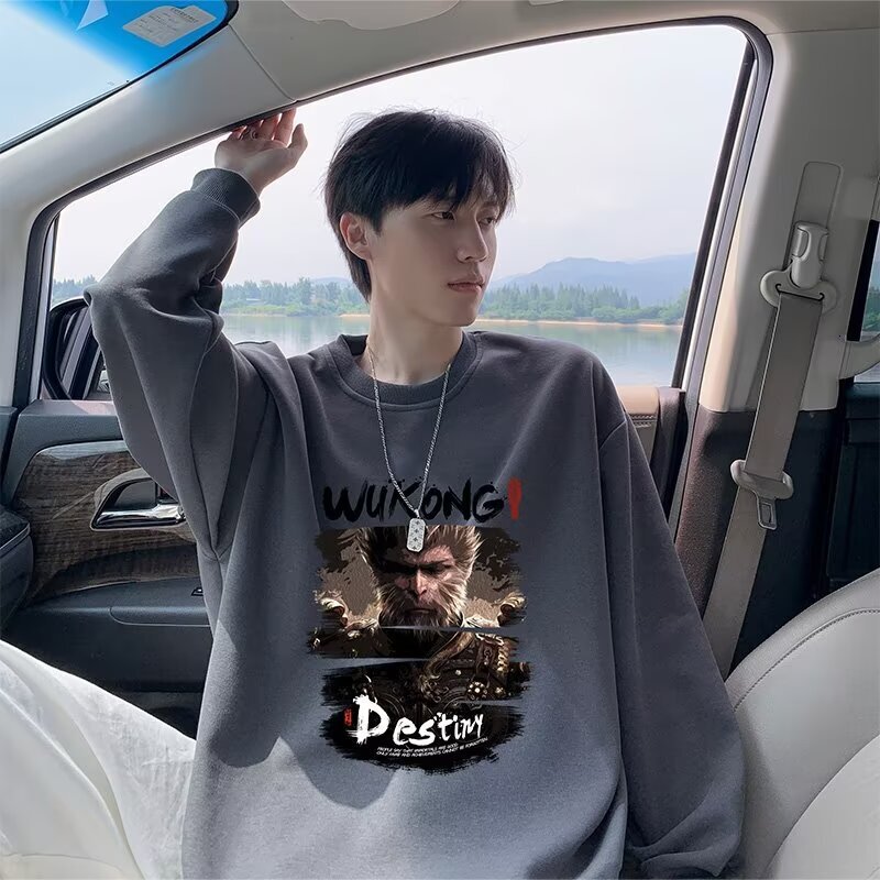 Black Myth: Wukong Men's Hooded Sweatshirt Autumn/winter New Chinese Style Trendy Loose Fit Plus Designer Hoodie Long Sleeve Fashionable Jacket