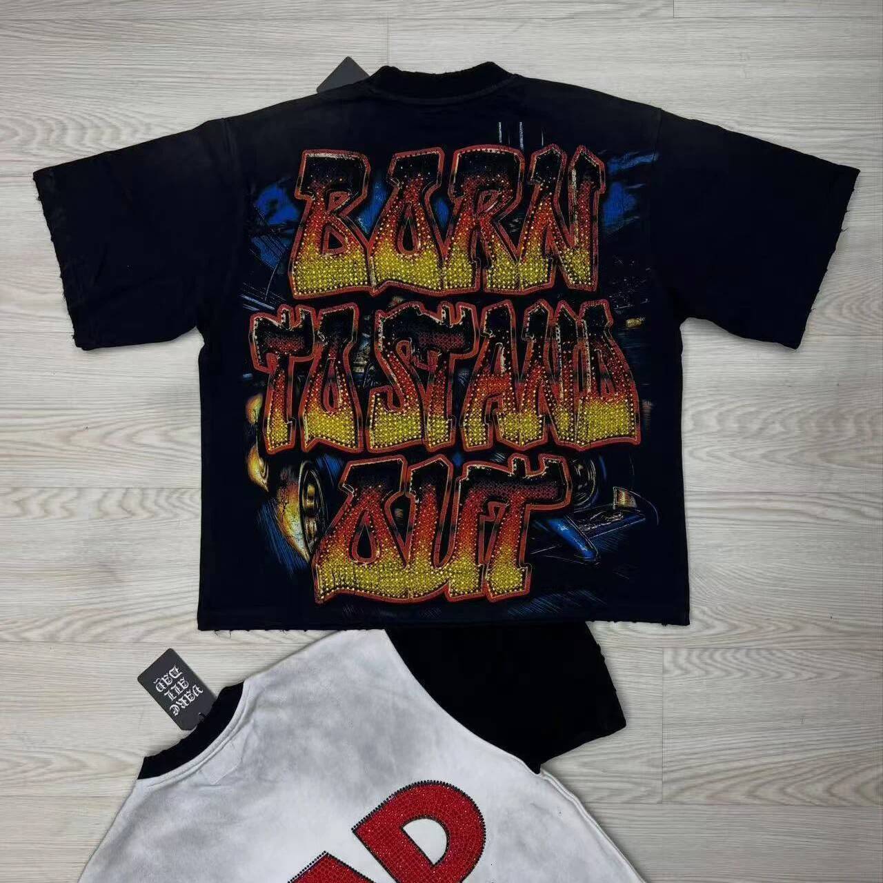 2026 New Fashion Streetwear Shinning Diamond Baggy Tshirts for Men and Women Short Sleeve Rhinestone Cotton Top Tees Oversized ddmythur