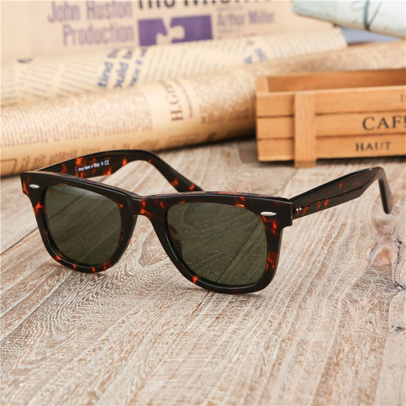 classic Eyeglass Sunglasses Men Women Acetate Frame with Glass Lenses Classic Sun Glasses Male Female with Leather Box Gafas De Sol