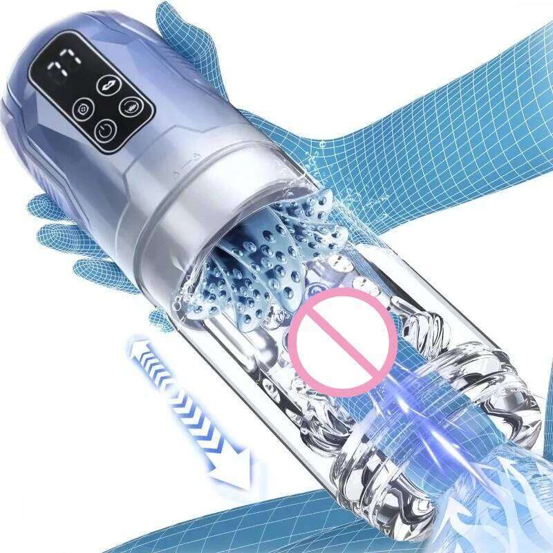 Masturbator Penis Pump Male Sex for Men 7 Thrusting Rotating Vibrating Sucking LCD Adult Toys Pumps & Enlargers Z260312