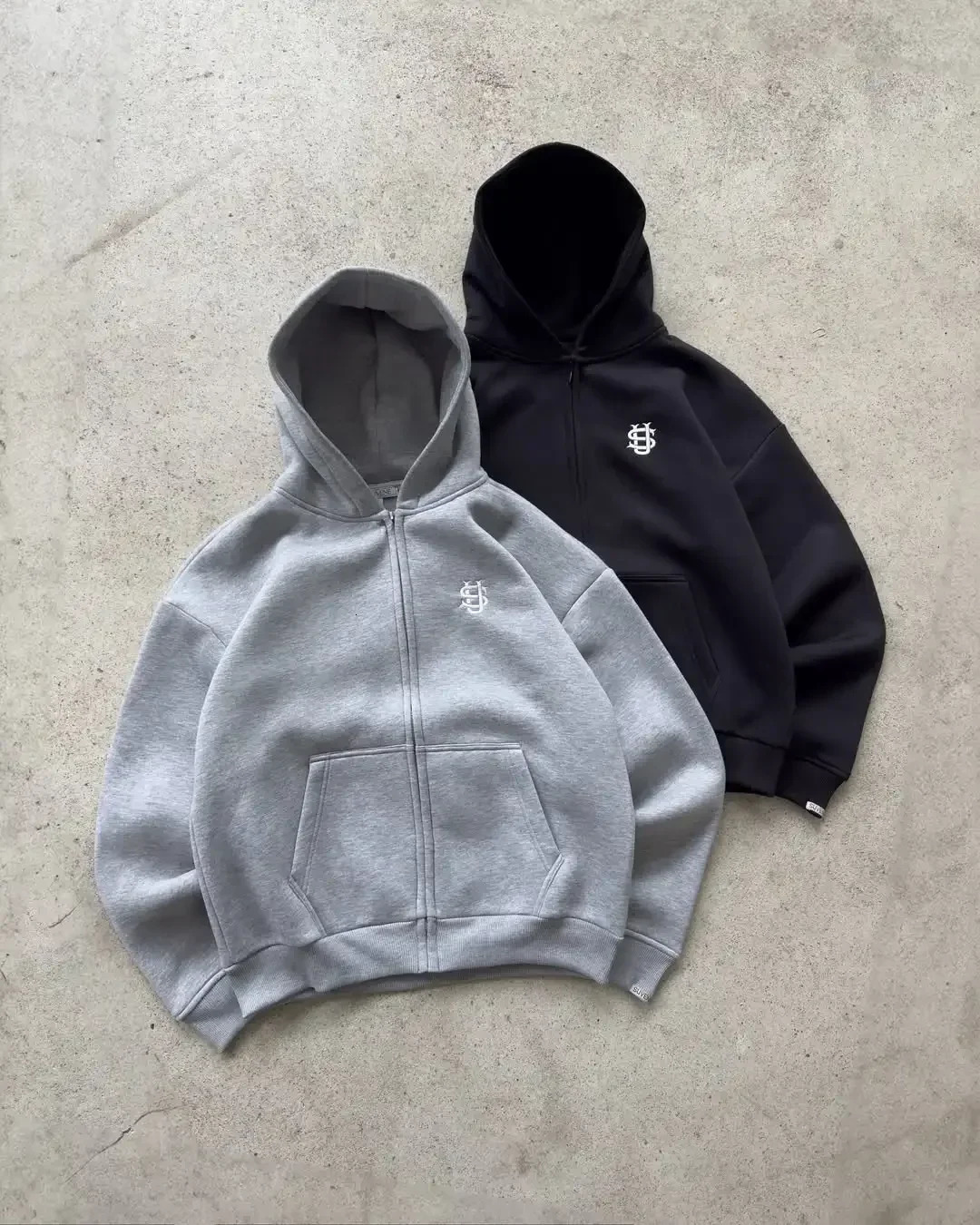 Embroidered sweatpants two-piece set Y2K clothing mens hip-hop oversized sweatpants casual zipper hoodie 260311