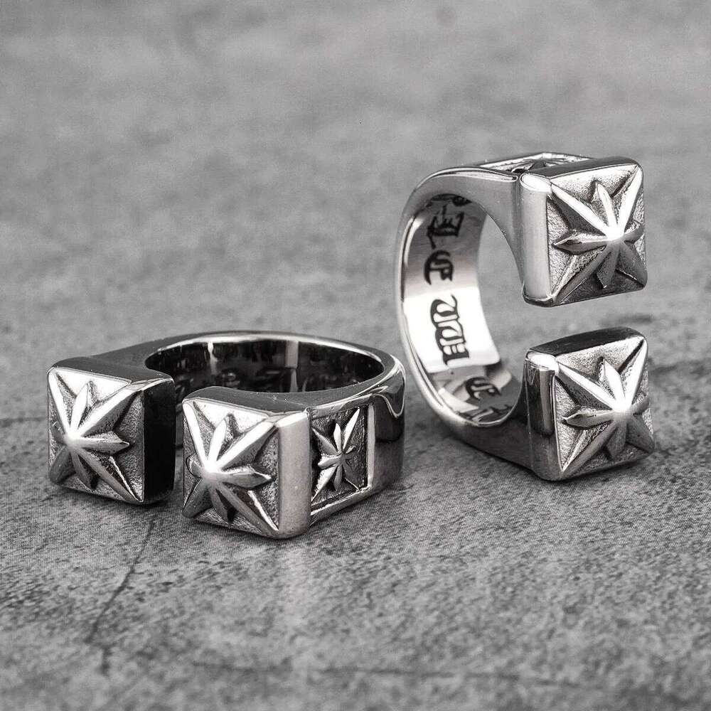 Vintage Gothic Flower Stainless Steel Mens Open Rings Punk Unique for Women Boyfriend Biker Jewelry Creativity Gift Wholesale H260312
