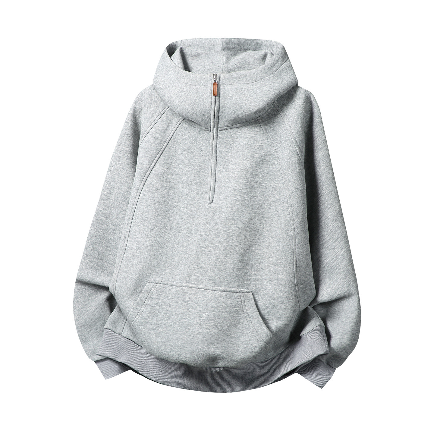 400G Heavyweight Style Half-zip Hoodie For Men Spring Edition Three-dimensional Designer Hoodie Split Solid Color Half-high Collar Hoodie Jacket