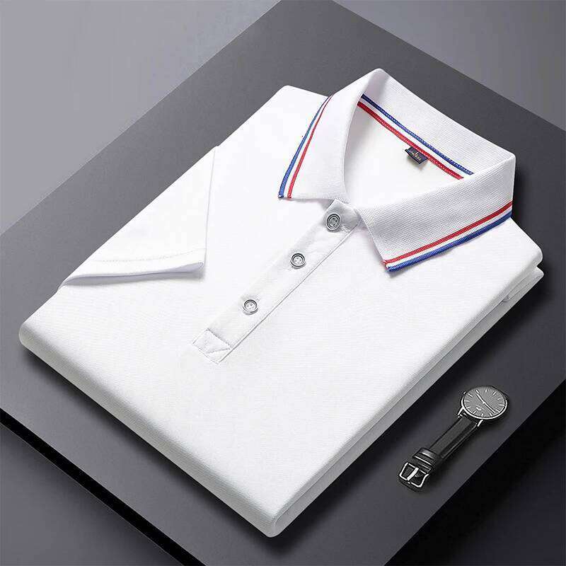 Solid Color Shirt Men's Business Polo Collar Half Top Summer Casual Short sleeved T-shirt for Men an 26H0312
