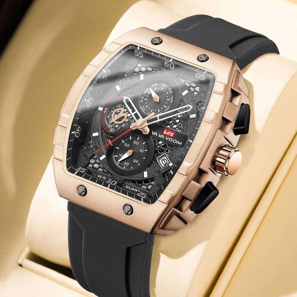 VA VOOM Brand Multifunctional Fashion Silicone Timing Clock Waterproof Sports Military Quartz Men Watch