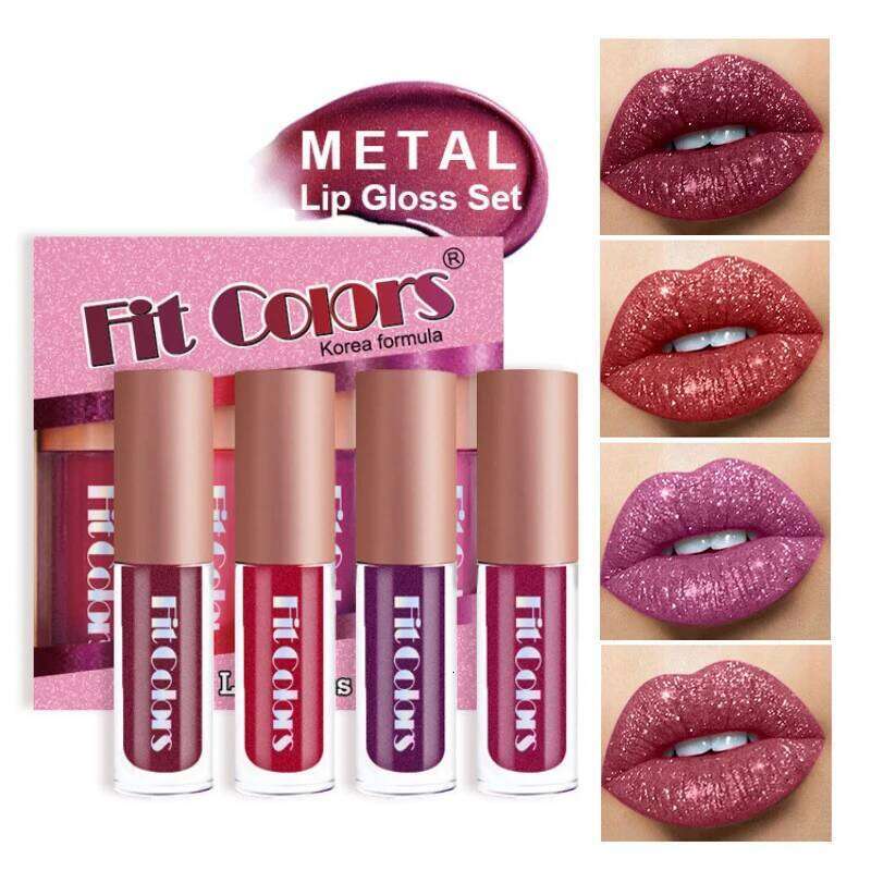 Fit Colors Velvet Set 4-Piece Non-Transfer, Diamond Finish, Long-Lasting Lip Gloss Collection W260311