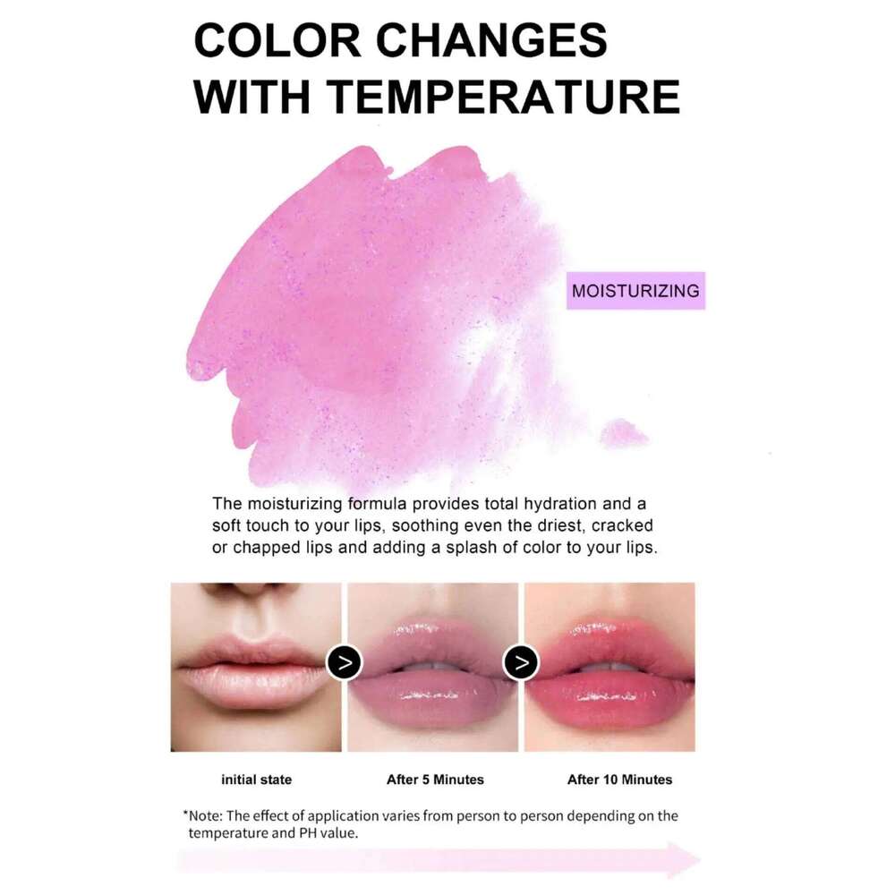 Color Changing Lipstick Jelly Gloss Moisturizing Waterproof Crystal Balm Pink Glitter PH Reactive Lip Makeup Long Lasting W260311