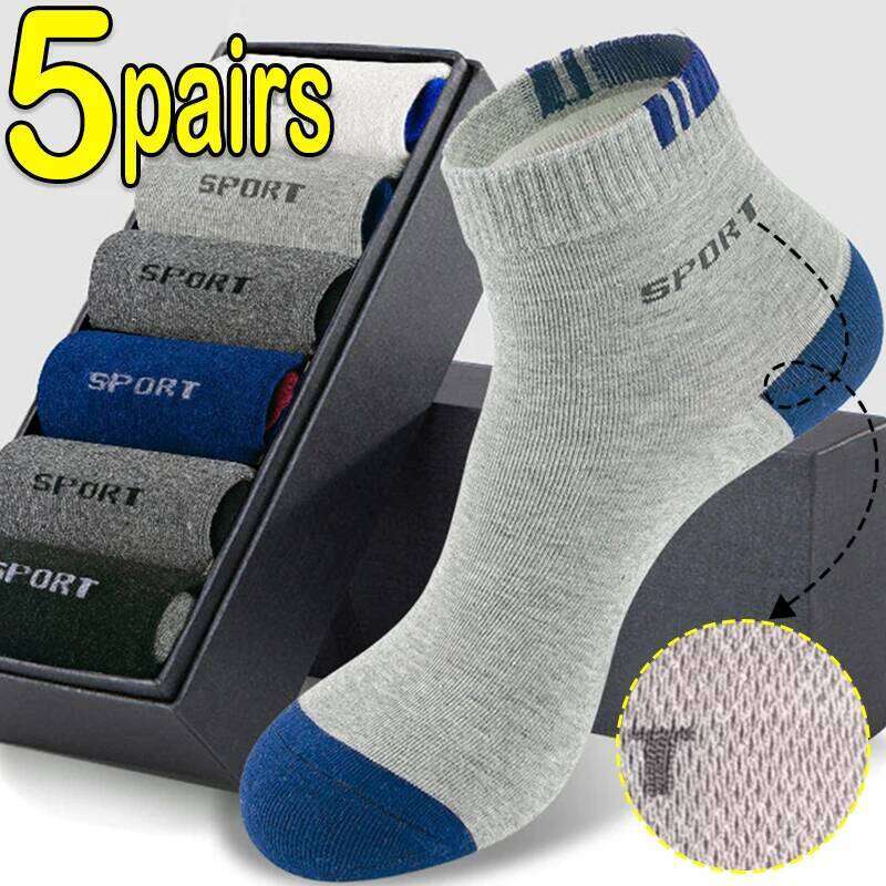 5Pairs Winter Bamboo Fiber Men's Cotton Letter Sports Sock Breathable Deodorant Business Socks Size 37-45 Sox Z260312
