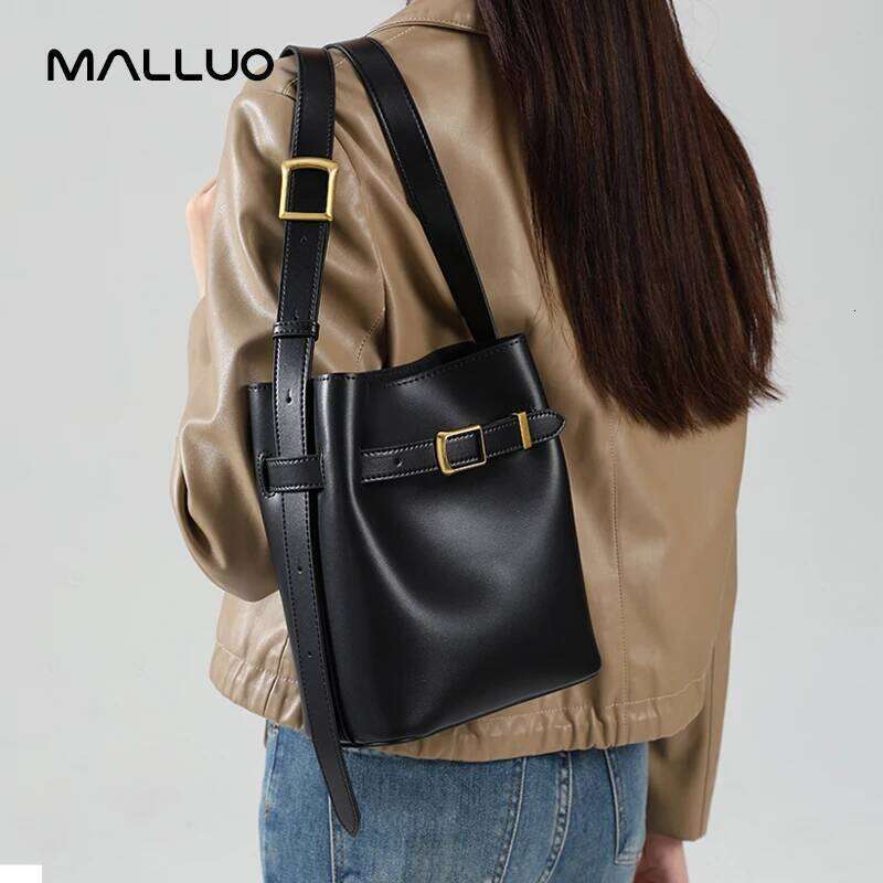 Cow Split Leather Bucket Women Vintage Messenger High Quality Simple Handbag Lady Shoulder Bag Luxury Female Crossbody Bags