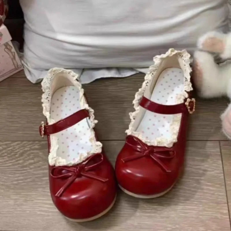 Womens Fashion Single Shoes Spring Round Head Shallow Mouth Butterfly Knot Metal Buckle Soft Sole Non-slip Flat Shoes 260227