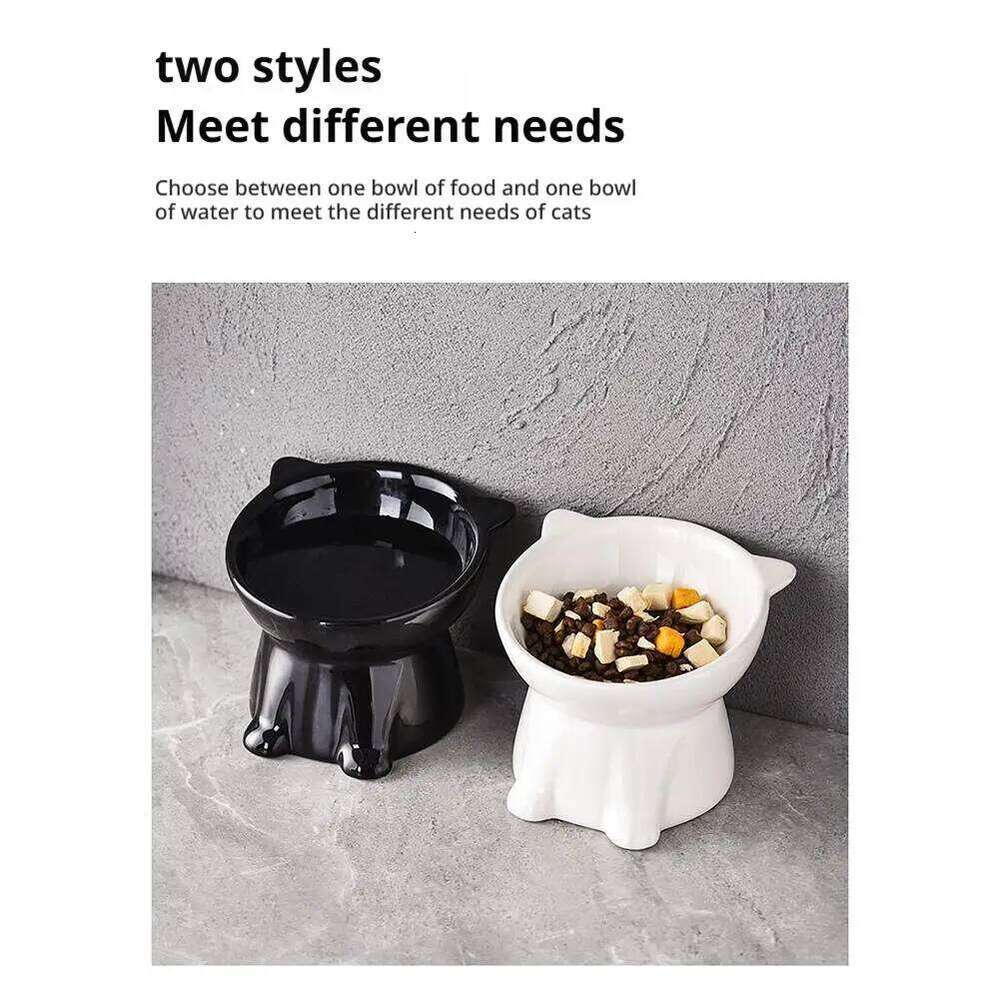Black/White Large Capacity Food Bowl, Slanted Design with Non-Slip Base for Cats and Dogs Universal Pet Bowl 26Y0312