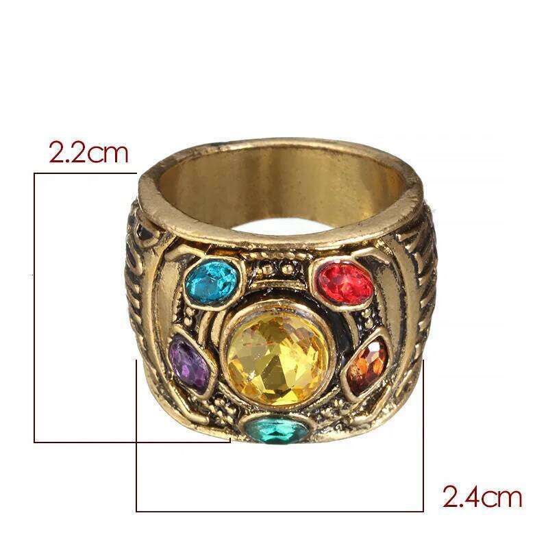 Cool New Fashion Men's Power Infinity Wars Thanos Cosplay Anime Alloy Jewelery Punk Gothic Hip Hop Ring Male H260312