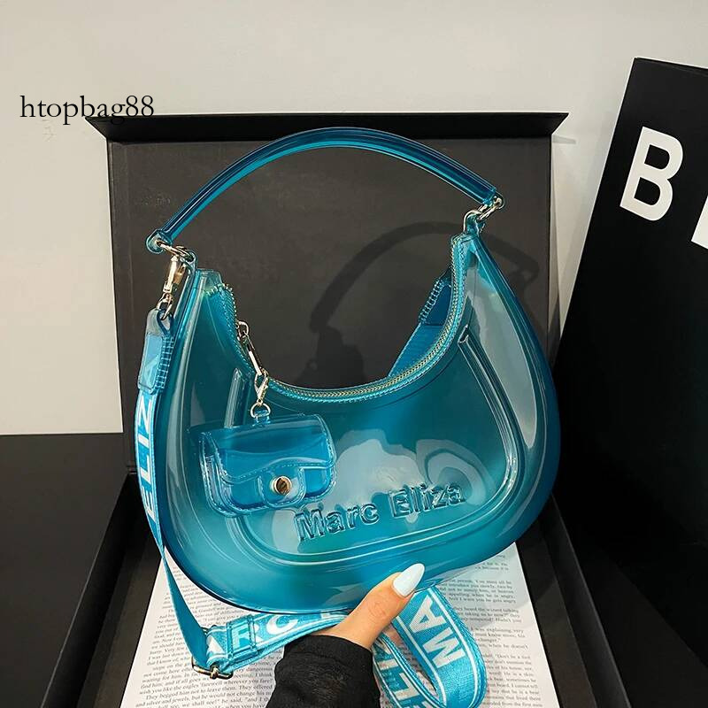 Fashion Half Moon Shoulder For Women 2025 Summer Waterproof PVC Transparent Crossbody Bag 8 Colors Jelly Mobile Phone Purse