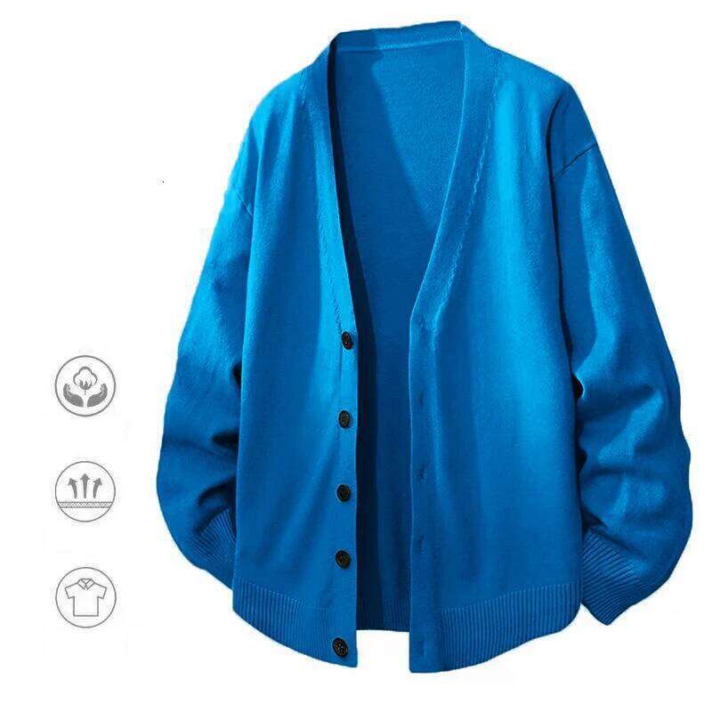 Animal Game V Neck Sweaters Casual Button Men's Cold Blouse Knitwear Outdoor Knit Long Cardigan Men Streetwear