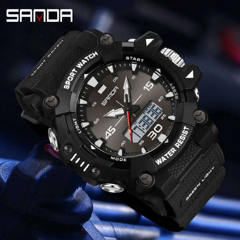 SANDA New 6291 Fashion Sports Multi functional Waterproof Timing Student Electronic Watch