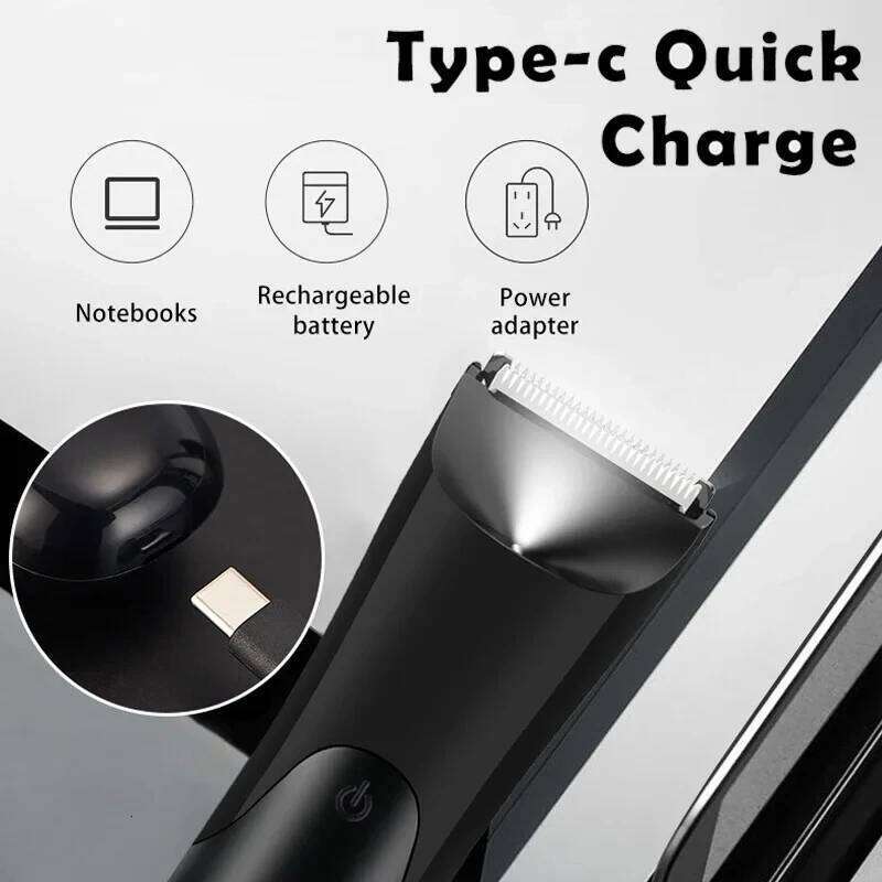 Men'S Groin Body Hair Electric Ball Trimmer, Includes 2 Guard Attachments, Ceramic Blade Head, Wet And Dry Shaver C260312
