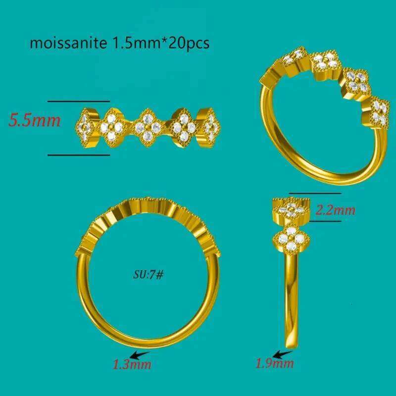 Lnkry 14k Gold Plated Certified Cluster Moissanite Ring anillo plata 925 Sterling Silver Cr Wedding Rings Jewelry Gift H260312