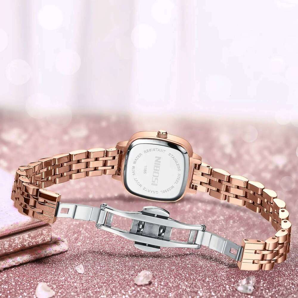 NIBOSI Top Elegant Women Wristwatch Luxury Waterproof Ladies Watch Stainless Steel Rectangle Quartz Women's Watches Female Reloj
