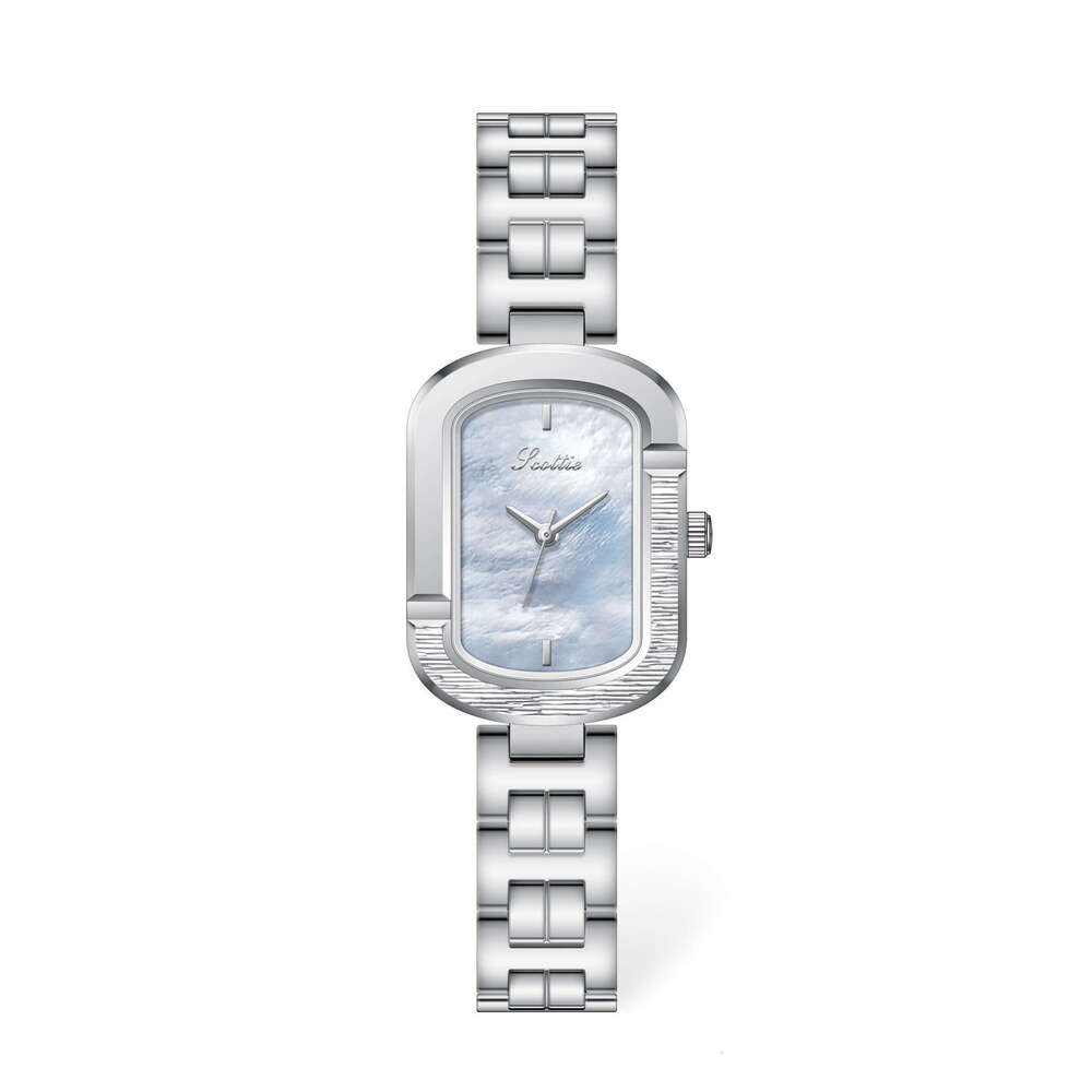 With Box Steel Band Oval Women's Mother-of-Pearl Design Face Waterproof Dainty Watch Free gift