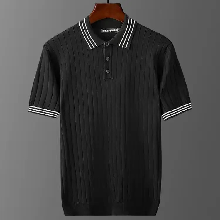 Ice Silk Spring Summer Men T-shirts Hollow Out Short Sleeve Casual T-shirt Male Fashion Slim Fit Knitted Tees W77 260311