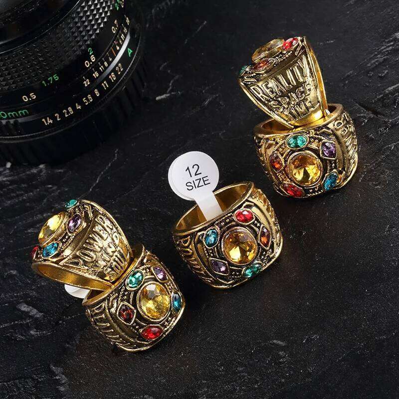 Cool New Fashion Men's Power Infinity Wars Thanos Cosplay Anime Alloy Jewelery Punk Gothic Hip Hop Ring Male H260312