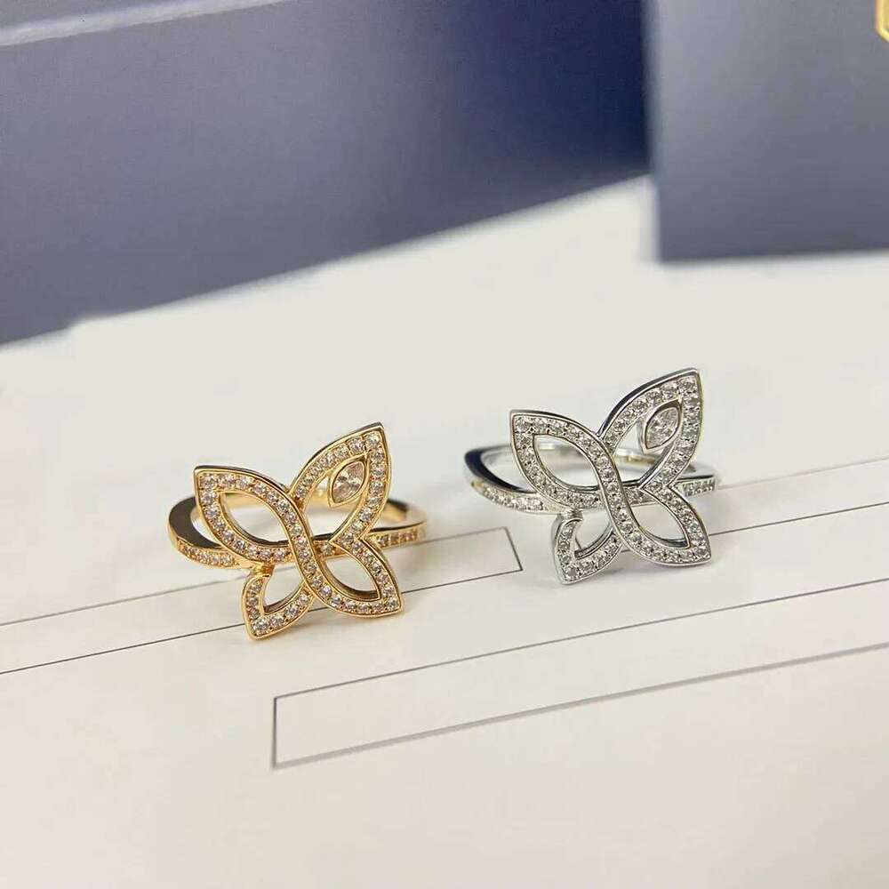 Fine Jewelry 925 Sterling Silver women's Classic and Dynamic Design style full Diamond Butterfly Ring, Romantic Engagement gift H260312