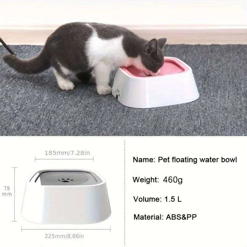 Dog No-Spill Pet Water Bowl Slow Feeder Dish 26Y0312