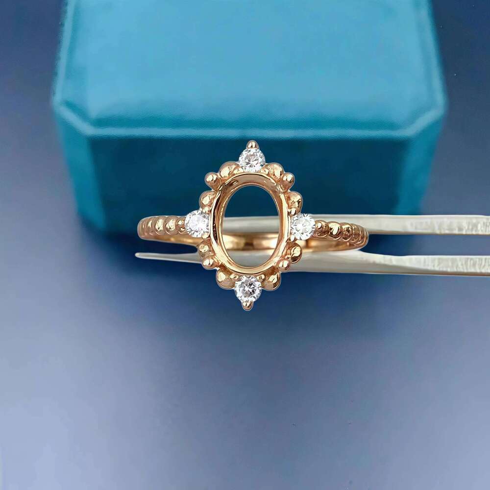 Fashion DIY Ring Empty Holder S925 Sterling Silver Setting 6*8mm Ellipse Stone Fine Charm Wedding Jewelry for Woman Accessory H260312