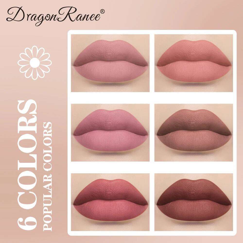 Six-Piece Set, Matte Finish, Delicate Easy to Apply, Non-Stick, Waterproof Sweat-Proof, Versatile for Daily Use, Lip Gloss and Lipstick Set W260311