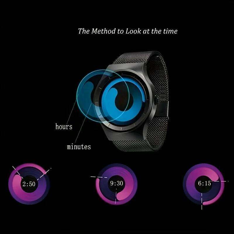 Fashionable trendy man watches personalized creativity no pointers starry vortex circular dial quartz watch relojes para hombres