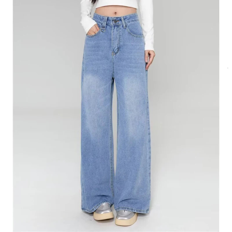 Summer Men Baggy Jeans Unisex Vintage American Style Straight Wide Leg Denim Pants Fashion Casual Trousers 260310