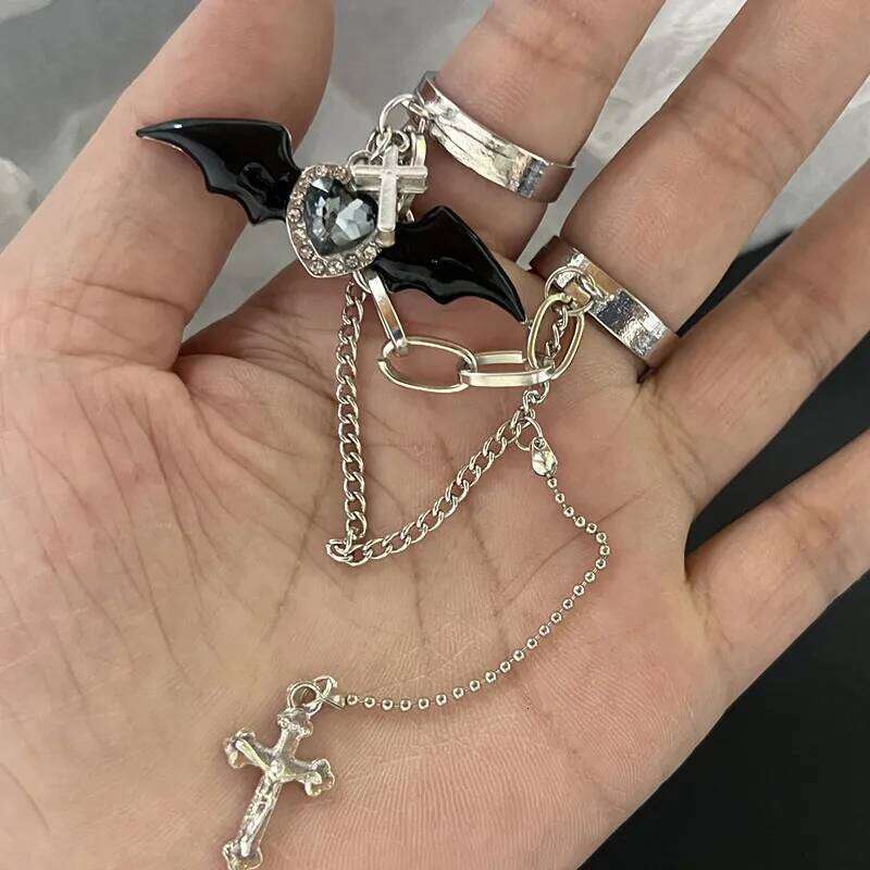Gothic Fashion Rings For Women Girls Crystal Black Spider Open Ring Hip Hop Punk Irregular Animal Finger Jewelry Halloween Gift H260312